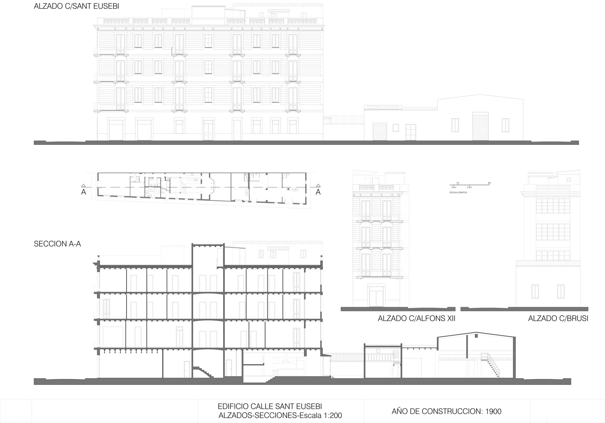 Plano-Fachadas y Sección