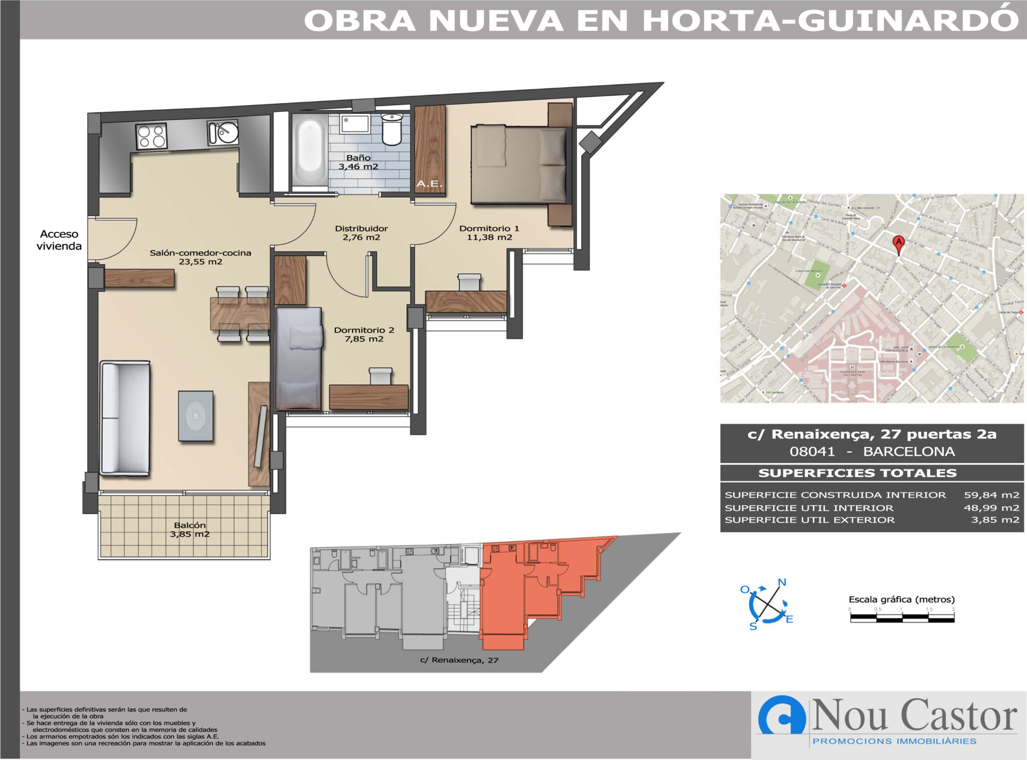 Plano-Piso 2 Dormitorios